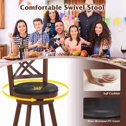 Set of 2 Bar Stools Counter Height Chair 360 Â°Swivel Upholstered Seat 29"