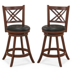 Set of 2 Bar Stools Counter Height Chair 360Â° Swivel Upholstered Seat 24"