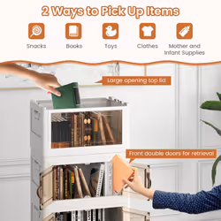 3 Pack Stackable Storage Cabinet Folding Home Organiser W/Lockable Wheels 59 Gal