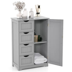 Bathroom Floor Cabinet Storage Organiser Cupboard W/4 Drawers & Adjustable Shelf