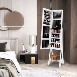 Armoire Full Length Mirror Freestanding Jewellery Organiser W/ LED