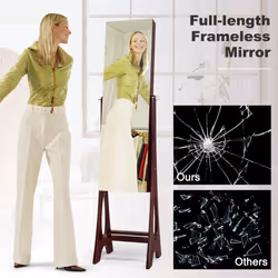 Armoire Full Length Mirror Freestanding Jewellery Organiser W/ LED