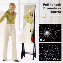 Armoire Full Length Mirror Freestanding Jewellery Organiser W/ LED