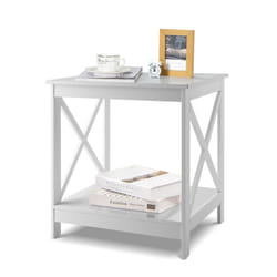 2-Tier Wooden Bedside Table Sofa End Table Coffee Table w/Open Shelf