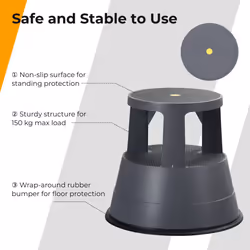 Step Stool with Casters & Non-slip Rubber Band 150kg Large Capacity