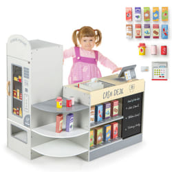 Kid's Grocery Store Toy Wooden Children Supermarket Role Play Set 15PCS Accessories