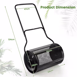 27" Compost Spreader Metal Peat Moss Spreader Mesh Roller W/ U-shaped Handle