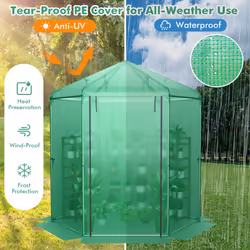 Walk-in Greenhouse Planter Grow Tent Grow House W/ Roll-up Zippered Door