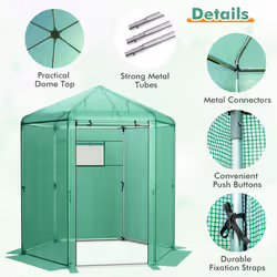 Walk-in Greenhouse Planter Grow Tent Grow House W/ Roll-up Zippered Door