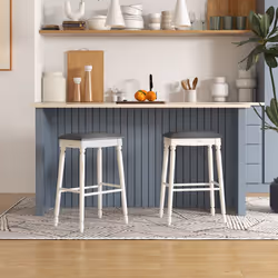 Set of 2 Bar Stools Dining Chair Modern Upholstered Pub Stool 29 Inches