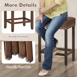 Set of 2 Bar Stools Upholstered Counter Height Saddle Stools 60cm