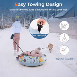 132cm Inflatable Snow Sledding Toboggan Heavy-Duty Snow Sled
