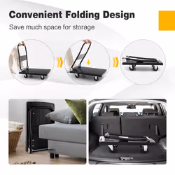 Folding Push Cart Platform Truck Luggage Dolly W/ 360Â° Swivel Wheels 200kg