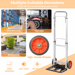 Folding Sack Platform Truck W/Telescopic Push Handle & Wheels Heavy Duty