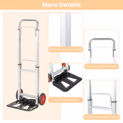 Folding Sack Platform Truck W/Telescopic Push Handle & Wheels Heavy Duty