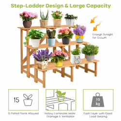 3-Tier Wooden Plant Stand Pot Holder Flower Ladder Rack Display Shelf
