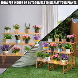 3-Tier Wooden Plant Stand Pot Holder Flower Ladder Rack Display Shelf