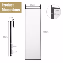 Full Length Mirror Over the Door/Wall Mounted Dressing Mirror Metal Framed