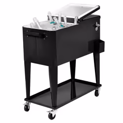 76L Portable Rolling Cooler Cart Serving Trolley Ice Chest on Wheels