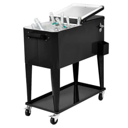 76L Portable Rolling Cooler Cart Serving Trolley Ice Chest on Wheels