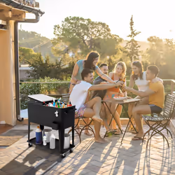 76L Portable Rolling Cooler Cart Serving Trolley Ice Chest on Wheels