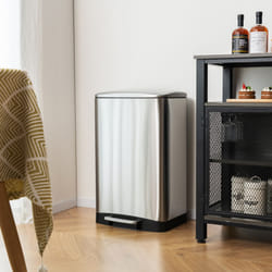 Recycling Bin W/ Soft Closing Lid Stainless Steel Pedal Kitchen Bin - Silver, 50L