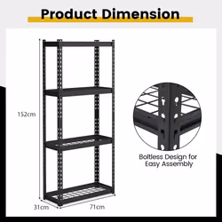 4-tier Garage Storage Shelves Adjustable Metal Storage Shelving Unit