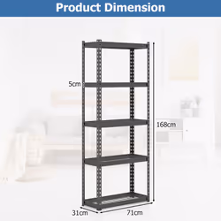5-tier Garage Storage Shelves Adjustable Metal Storage Shelving Unit
