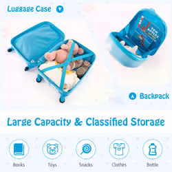 2PCS Kids Luggage Set 12" Backpack 16" Carry-on Suitcase w/Wheels