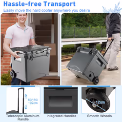 40 L Cooler Portable Ice Chest W/ Wheels and Handle Bottle Opener