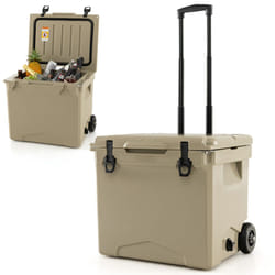 40 L Cooler Portable Ice Chest W/ Wheels and Handle Bottle Opener