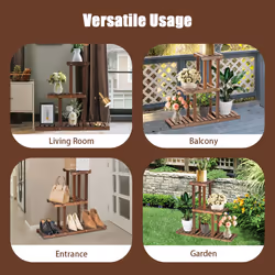 Wooden Plant Stand 3-Tier Flower Pot Holder Indoor and Outdoor