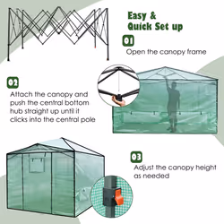 364cm x 243cm Pop-up Greenhouse Folding Walk-in Garden Tent W/ Windows