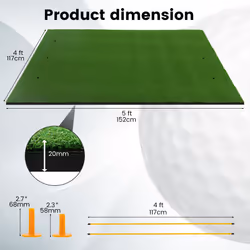5ft x 4ft Golf Hitting Mat Grass Turf Train Aid W/ 2 Sticks & Rubber Tees