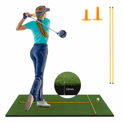 152 x 117 cm Golf Hitting Mat Grass Turf Golf Training Aids W/ 2 Sticks & Tees