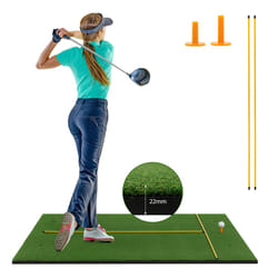 152 x 117 cm Golf Hitting Mat Grass Turf Golf Training Aids W/ 2 Sticks & Tees