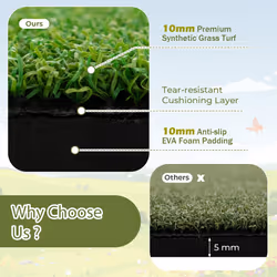 152 x 117 cm Golf Hitting Mat Grass Turf Golf Training Aids W/ 2 Sticks & Tees
