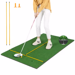 5 x 3 ft Golf Hitting Mat Artificial Grass Golf Training Game W/ 2 Sticks & Tees