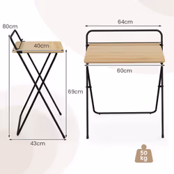 60cm Folding Computer Desk Compact Study Home Office Desk w/ Metal Frame
