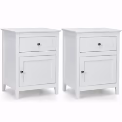 2-Tier Modern Bedside Table Accent End Table W/ Drawers & Wooden Legs