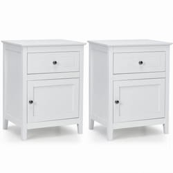 2-Tier Modern Bedside Table Accent End Table W/ Drawers & Wooden Legs
