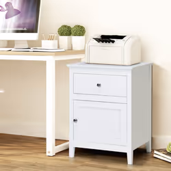 2-Tier Modern Bedside Table Accent End Table W/ Drawers & Wooden Legs