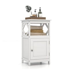 Single Door Bathroom Floor Cabinet W/ Open Compartment Storage Organiser