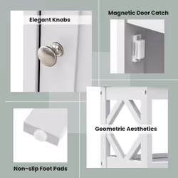 Single Door Bathroom Floor Cabinet W/ Open Compartment Storage Organiser