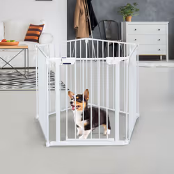 5-Panel Baby Pet Playpen Steel Fireplace Fence W/ Lockable Gate