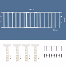 5-Panel Baby Pet Playpen Steel Fireplace Fence W/ Lockable Gate