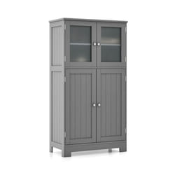 4-Door Bathroom Floor Cabinet Kitchen Cupboard W/ Adjustable Shelf