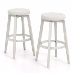 Set of 2 Swivel Bar Stool 76cm Upholstered Kitchen Stools W/ Footrest