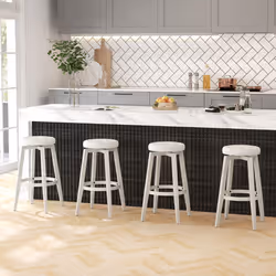 Set of 2 Swivel Bar Stool 76cm Upholstered Kitchen Stools W/ Footrest