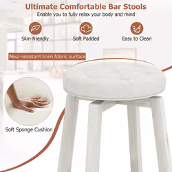 Set of 2 Swivel Bar Stool 76cm Upholstered Kitchen Stools W/ Footrest
